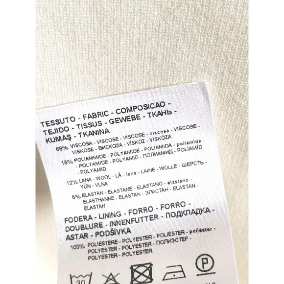 Armani Exchange Sheath Dress  Women's XL Cream Shoulder Zip Wool Blend NWT - Picture 8 of 9